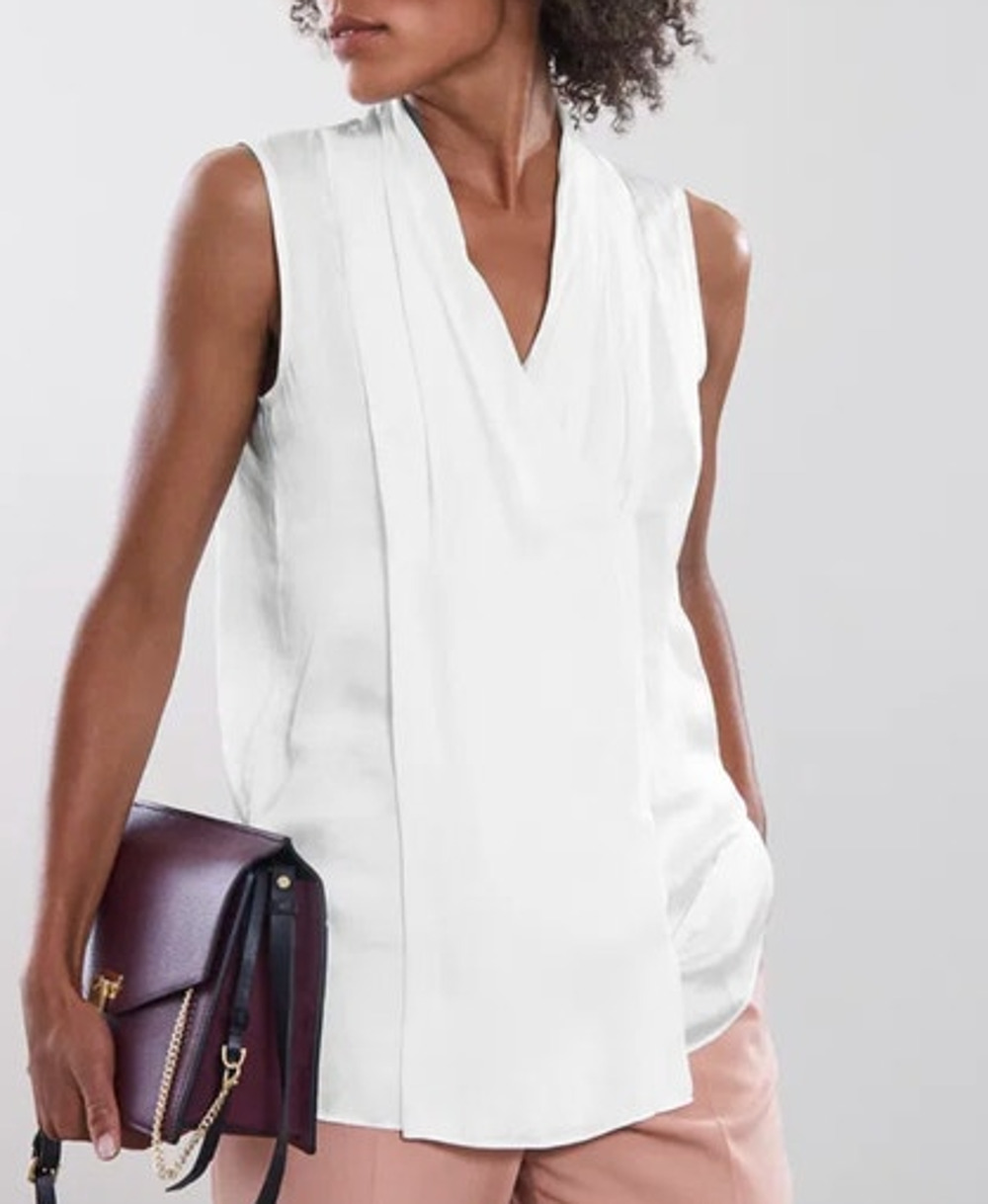 REISS Elvie Sleeveless Blouse Size 8 NEW White Ivory Relaxed Fit $195 Silky